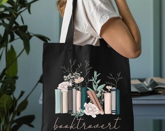 Booktrovert Tote Bag, Book Lover Gift, Bookish Tote, Gift for Xmas,Gift for Mom,Valentines Day Gift