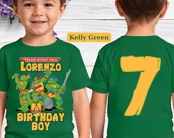 Camiseta personalizada de las Tortugas Ninja para cumpleaños: Camisetas familiares a juego personalizadas, camiseta para niña de cumpleaños, camiseta para niño de cumpleaños, camiseta unisex, camiseta para fiesta de cumpleaños.