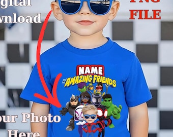 Custom Face Spidey Birthday Boy & Girl PNG: Superhero Party Design (Digital Download)