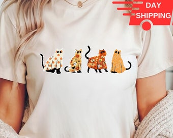 Halloween Shirt,Halloween Cat Shirt,Cat Shirt,Cat Lover Shirt, Ghost Shirt, Halloween shirt, Black Cat Shirt, Spooky Season Shirt,Cute Ghost