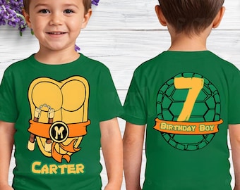 Personalized Ninja Turtles Birthday Shirt, Personalized Boy Birthday T-shirt, Custom Name and Age Tee, Kids Party Outfit