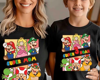 Personalized Super Mario Birthday Sweatshirt, Shirt, Hoodie: Princess Peach, Mario, Luigi, Bowser, Yoshi, Toad