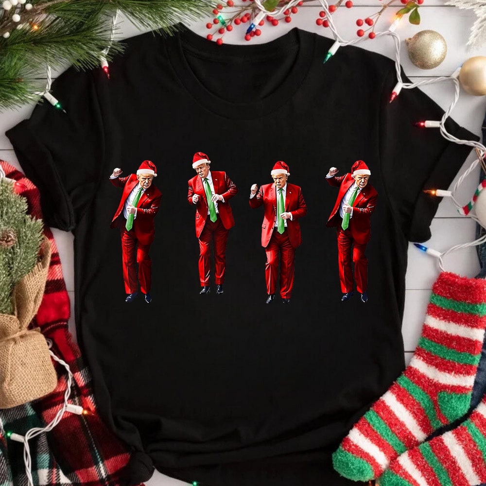 Christmas Gift Trump Dance Christmas Tshirt,Christmas Santa Trump Sweatshirt Humorous Trump Christmas Shirt, Christmas Republican Sweater,Trump Dancing Tee Christmas Shirt