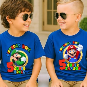 Personalized Super Mario Family Shirt, Birthday Party Shirt, Super Mario Shirts, Custom Super Mario Birthday Toddler T-Shirt