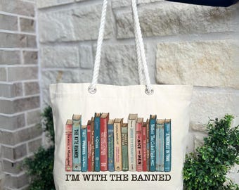 Bolso de tela "Estoy con los libros prohibidos": Regalo para amantes de los libros, bibliotecarios, San Valentín, profesores y mamás.