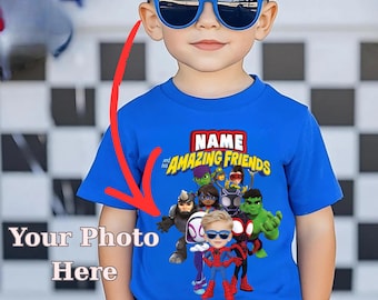 Custom Face Spidey and His Amazing Friends Shirt: Personalized Birthday Boy Tee, Family Matching Birthday Shirt