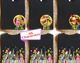 Personalized Epic Universe Family Shirts 2026, Super Mario Game Character Tee, Custom Family Matching Tee, Family Trip Shirt, Kids Group Tee