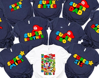 Personalized Super Mario Birthday Sweatshirt, Shirt, Hoodie: Family Matching Vacation Tees
