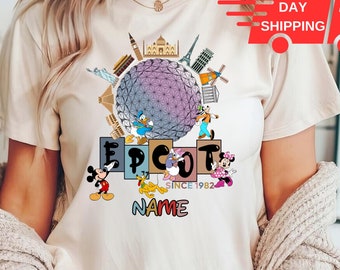 Custom Retro Disney Epcot Shirt, World Traveler Shirt, Disney Family Matching Shirt, Personalized Disney Trip Shirt,Disney Shirt