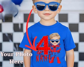 Custom Face Spidey and His Amazing Friends Shirt: Personalized Birthday Boy Tee, Family Matching Birthday Shirt