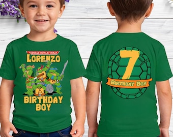 Personalized Ninja Turtles Birthday Shirt, Personalized Boy Birthday T-shirt, Custom Name and Age Tee, Kids Party Outfit