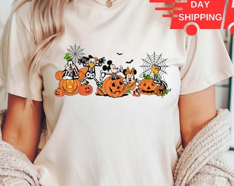 Disney Halloween Pumpkin Shirt,Halloween Matching Shirt, Disney Mickey and Friends Characters  Disney Halloween Skeleton Tee, Halloween Tee