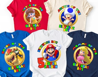 Personalized Super Mario Family Birthday Shirt, Super Mario Family Shirts, Birthday Party Shirt, Toddler T-Shirt,Custom Super Mario Birthday