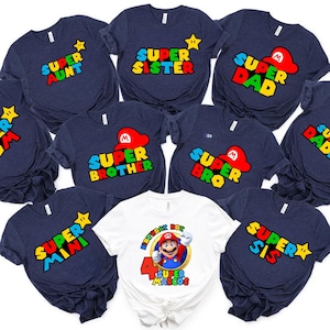 Personalized Super Mario Family Birthday Shirt, Birthday Party Shirt, Super Mario Family Shirts, Custom Super Mario Birthday T-Shirt,V-Neck