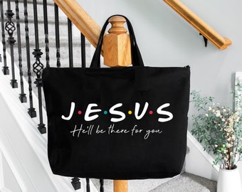 Christian Tote Bag, Jesus I’ll Be There For You Tote Bag, Bible Verse Tote Bag,Canvas Tote Bag, Unique Gift for Religious PeopleShoulder Bag