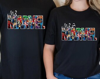 Mrs and Mr MARVEL Logo T-Shirt,Gift for Dad, Gift for Mom, Superheroes Shirt, Fathers Day Mothers Day gift, MARVEL T-shirt Avengers Tees