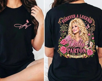 Camiseta conmemorativa de Dolly Parton, camiseta tributo "Forever A Legend", regalo de recuerdo de la música country, camiseta para fans en memoria de Dolly Parton.