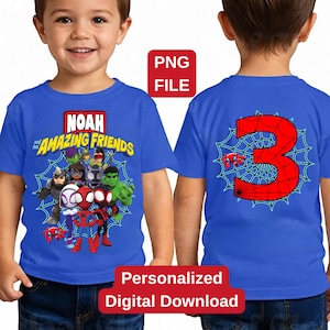 Personalized Spidey Birthday Boy & Girl PNG: Superhero Party Design (Digital Download)