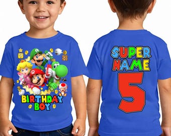 Personalized Super Mario Birthday Sweatshirt Shirt Hoodie: Family Matching Unisex Tee