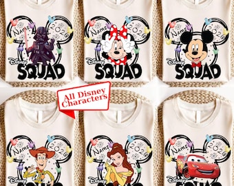 Personalized All Disney Characters Shirt, Disney Squad T-Shirt, Mickey and Friends Shirts,Family Trip Matching Tee