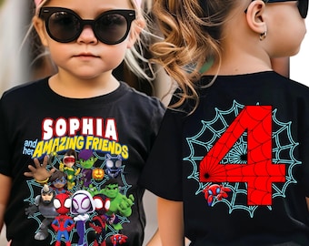 Personalized Ghost Spidey Birthday Girl Sweatshirt, Shirt, Hoodie: Superhero Family Party Tee, Spidey and Her Amazing Friends T-Shirt