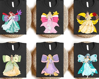 Custom Disney Princess Shirt,Ariel Aurora Belle Tiana Rapunzel Jasmine Shirt,Girls Trip Birthday Tee,Custom Name Princess Party Tees