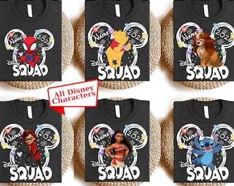Personalized All Disney Characters Shirt, Disney Squad T-Shirt, Mickey and Friends Shirts,Family Trip Matching Tee