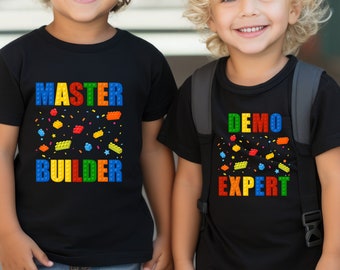 Master Builder Shirt,Demo Expert, Clean Up Crew Shirt,Building Bricks Birthday Shirt,Building Blocks,Brick Builder Tee,Master Builder Gift