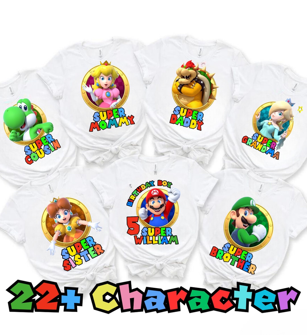 Personalized Super Mario Family Birthday Shirt, Super Mario Character Shirts, Birthday Party