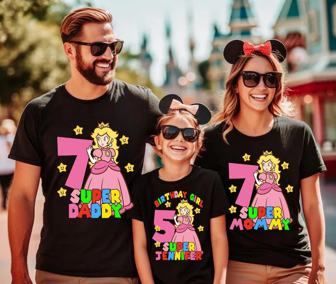 Sudadera, camisa y sudadera con capucha de cumpleaños de la Princesa Peach:  camiseta de fiesta familiar de Super Mario, camiseta de viaje