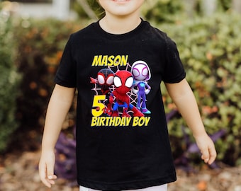 Custom Spidey and Friends Birthday Sweatshirt, Shirt, Hoodie: Superhero Family Tee