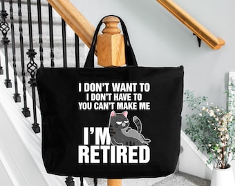 Funny Cat Retired Tote Bag - 2026 Retirement Gift,Valentines Day Gift