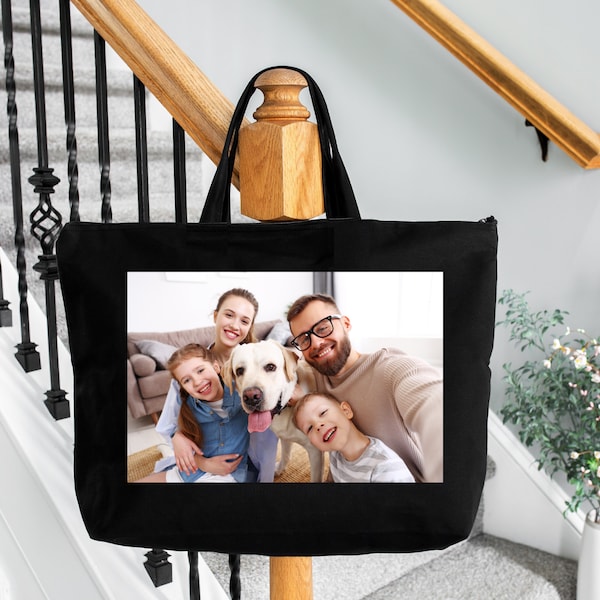 Custom Photo Tote Bag, Family Photo Gift, Tote Bag with Picture, Picture Tote Bag, Best Gift for Family, Image Tote Bag, Trendy Tote Bag