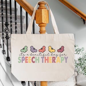Speech Therapy Tote Bag: Coffee Speech Repeat, Back to School Gift