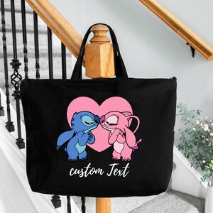 Personalized Stitch Tote Bag, Valentines Day Tote Bag, Stich Valentine Gift, Love Stitch Tote Bag, Gift For Her, Stitch Gift,Disneyland Trip