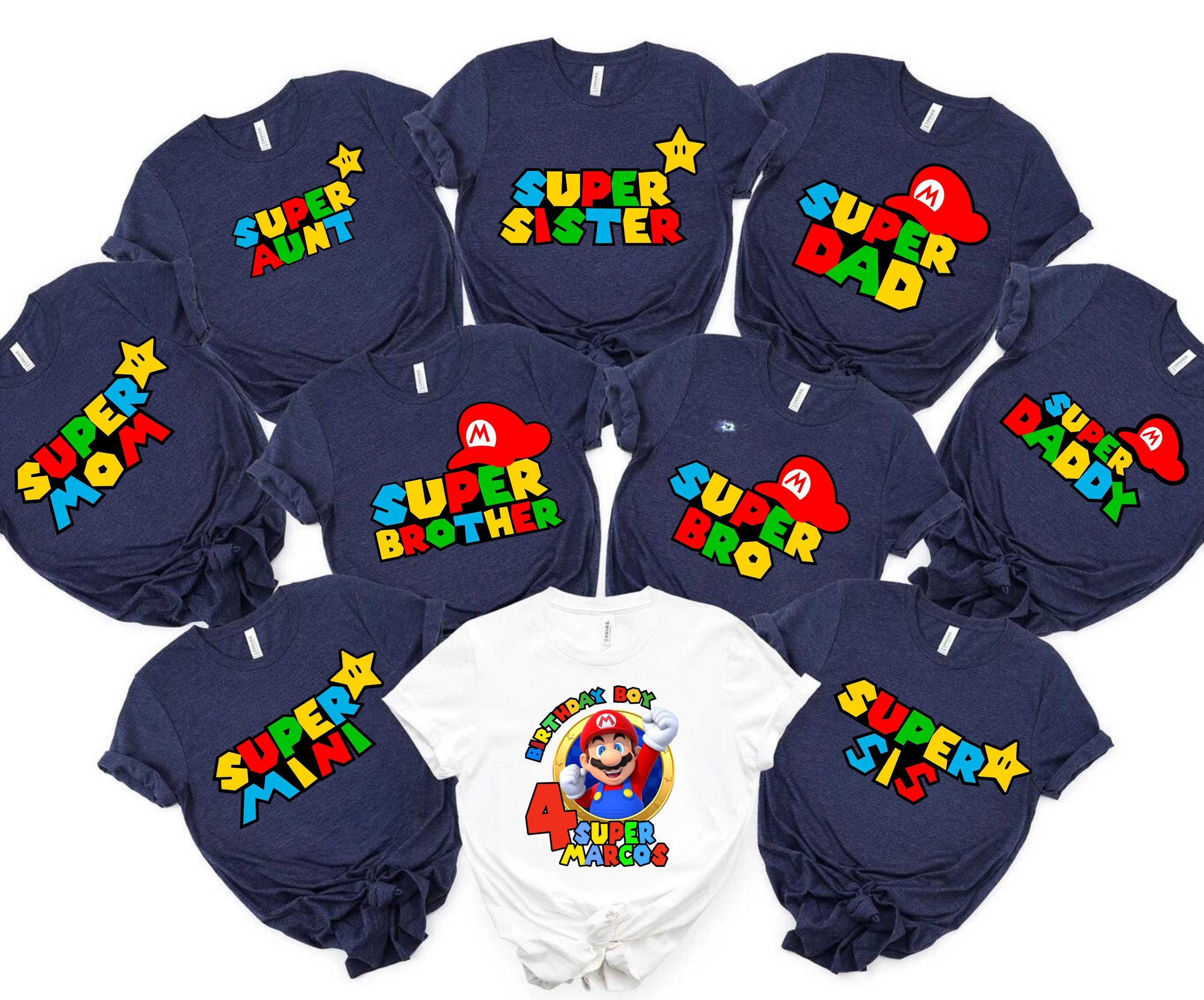Personalized Super Mario Birthday Shirt: Custom Family Matching Tees,  Unisex Tee, Hoodie, Sweatshirt, V-neck, Tank Top