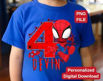 Cumpleaños de Spider-Man personalizado PNG: Nombre y edad personalizados (Descarga digital)