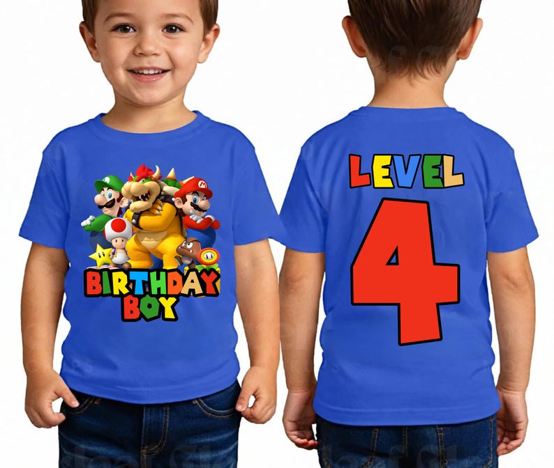 Personalized Super Mario Birthday Shirt,Sweatshirt: Matching Family Birthday Tee image 1