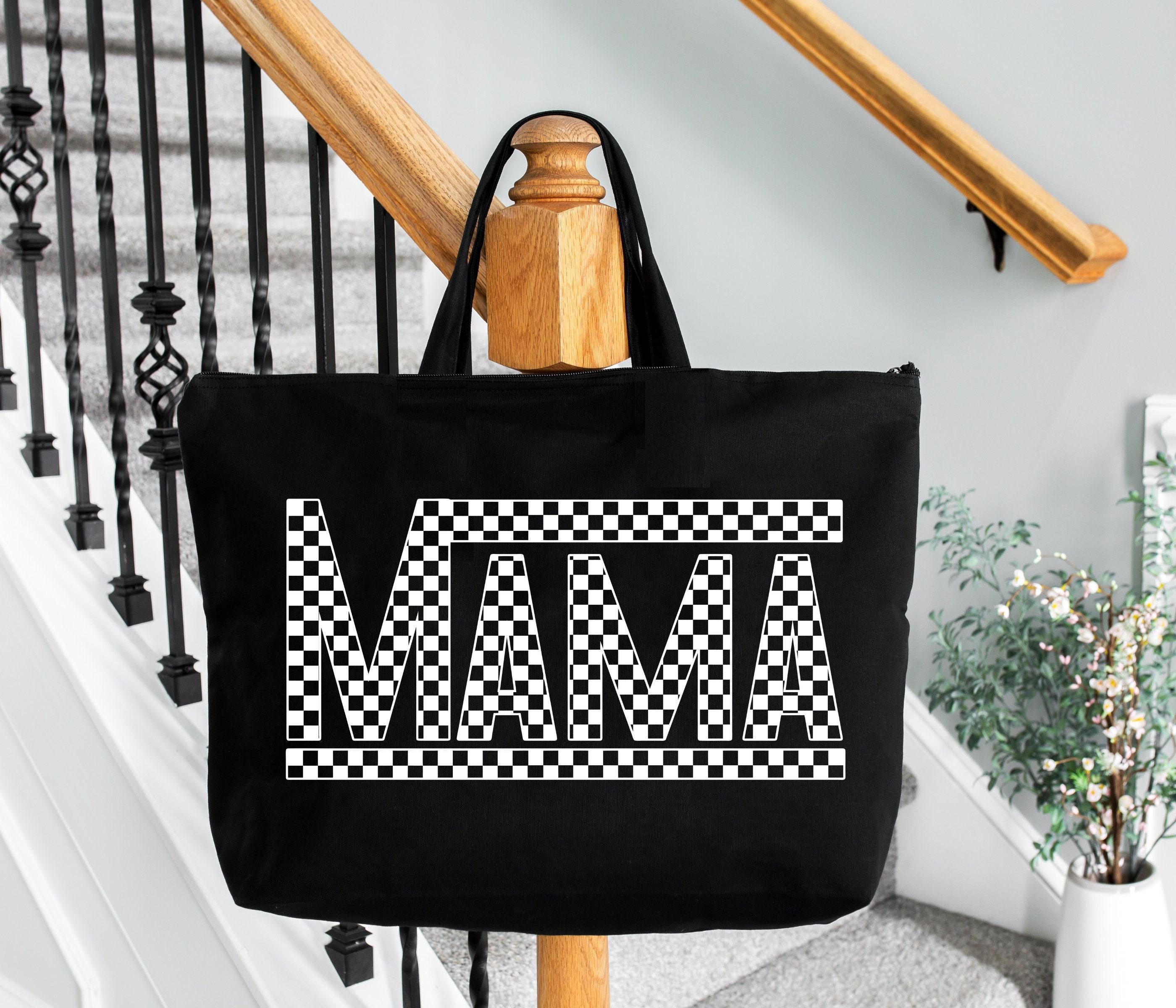 ②ハンドメイドmama Checkered Mama Canvas Tote Bag - Roped Handles,pronotional Tote
