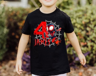 Personalized Spin Spiderman Birthday Shirt, Miles Morales Shirt, Birthday Kids Gifts