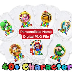 Personalisierte PNG Super Mario Familie Geburtstag, Super Mario Familie PNG, Geburtstagsparty PNG, Benutzerdefinierte Super Mario Geburtstag png