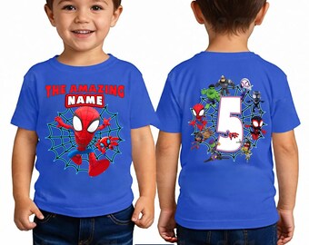 Custom Spidey and His Amazing Friends Birthday Boy Shirt: Spidey and Spin Theme Party, Family Matching, Adult, Youth, Kids Unisex Shirts