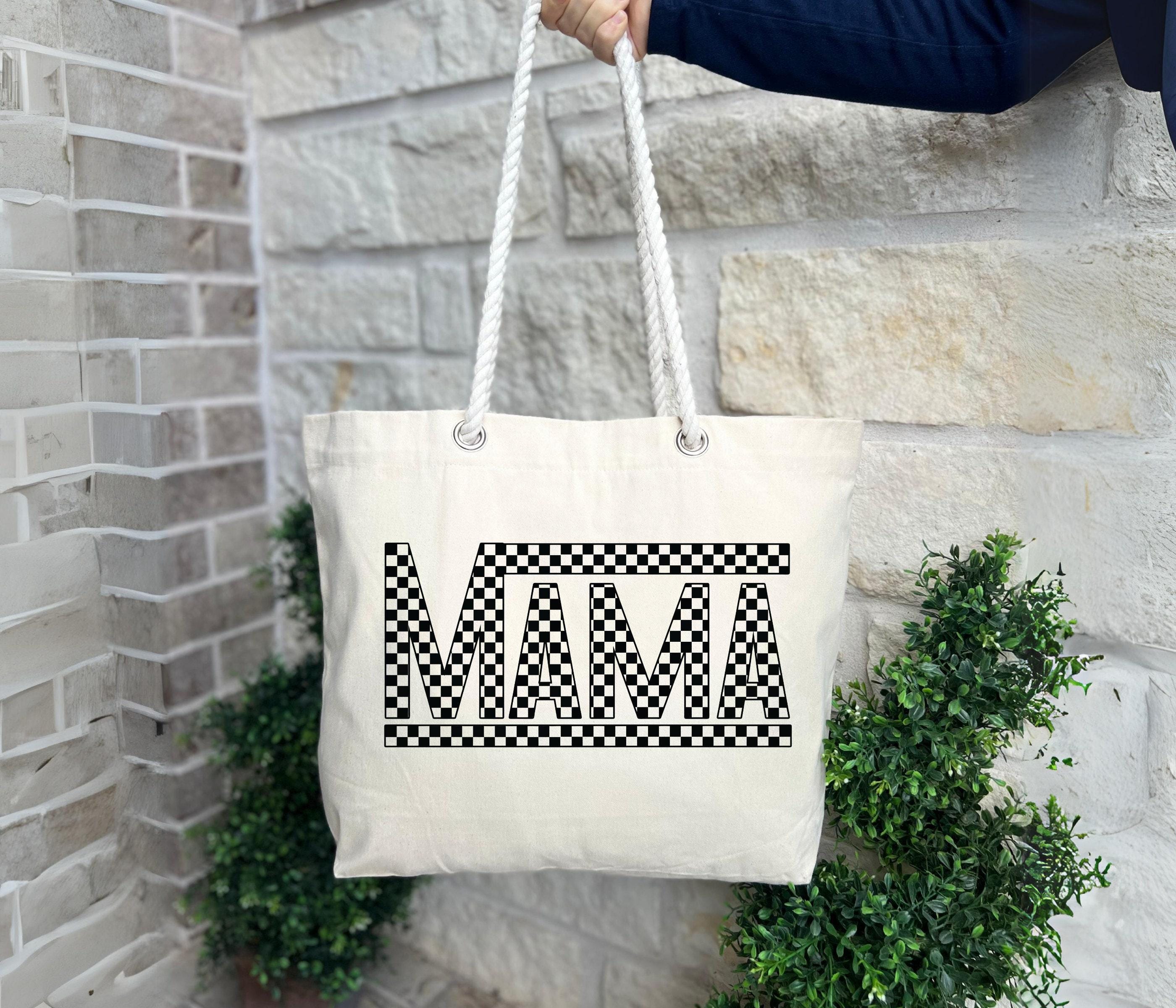 Checkered Mama Canvas Tote Bag - Roped Handles,pronotional Tote
