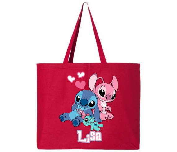 Personalized Stitch and Angel Tote Bag, Valentines Day Gift - Etsy