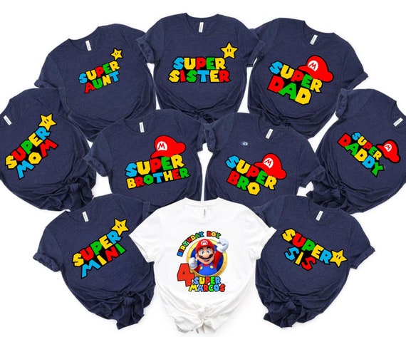 Personalized Super Mario Family Birthday Shirt, Birthday Party Shirt, Super Mario Family Shirts, Custom Super Mario Birthday T-Shirt,V-Neck