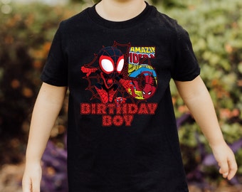 Spiderman Birthday Boy Shirt: Spider Spin Birthday Tee