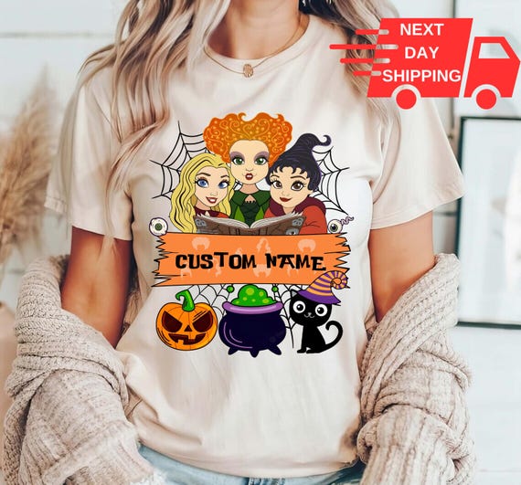 Personalized Disney Sanderson Sisters Matching Tee, Custom Name Hocus Pocus Halloween Shirt, Disney Halloween Tee, Halloween Witches Shirt