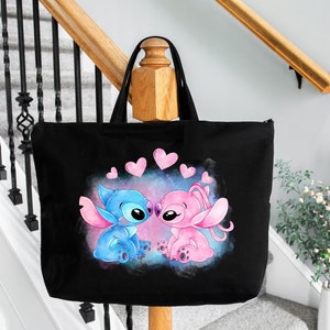 Stitch Tote Bag, Gift for Her, Disney Valentines Day Tote Bag, Love Stitch Tote Bag, Stich Valentine Gift, Stitch Gift,  Disneyland Trip