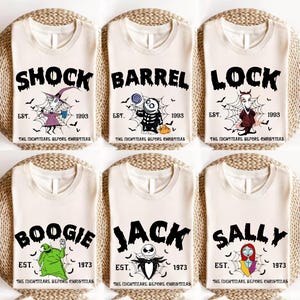 Nightmare Before Christmas Family Shirts, Jack Sally Lock Shock Barrel Mayor Oogie Zero Tee, Halloween Family Matching Shirt