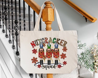 Pink Nutcracker Tote Bag, Christmas Pink Nutcracker Gift Bag, Nutcracker Friends Tote Bag, Funny Nutcracker Tote Bag, Holiday Gift Tote Bag